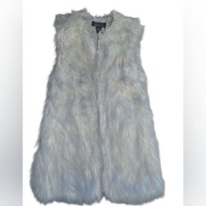 BRANDON THOMAS white and grey faux fur women's vest Small